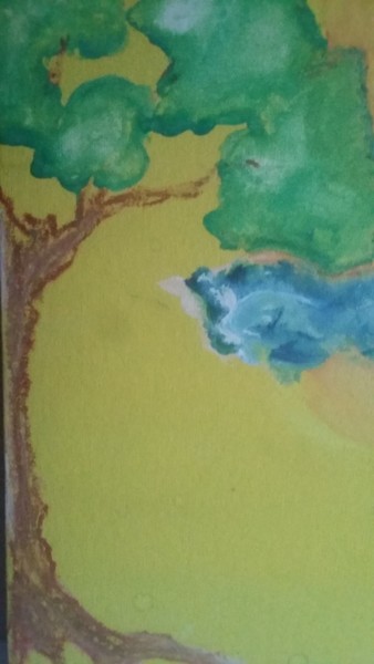 Painting titled "ARBRE ET NUAGE" by Athena, Original Artwork