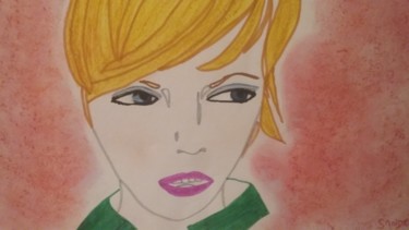 Dessin intitulée "jeune femme blonde" par Athena, Œuvre d'art originale, Pastel