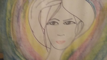 Dessin intitulée "HEUREUSE" par Athena, Œuvre d'art originale, Pastel