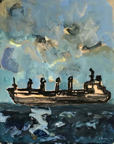 Malerei mit dem Titel "en-mer-100x80cm-acr…" von Tina Kambani, Original-Kunstwerk, Acryl