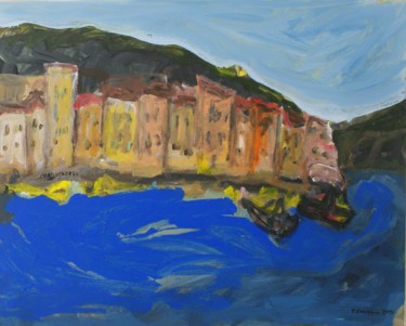 Malerei mit dem Titel "Port-Vendres moving" von Tina Kambani, Original-Kunstwerk, Acryl