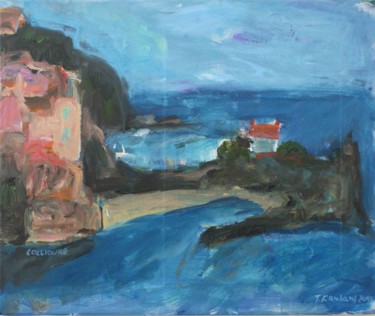 Painting titled "Collioure the beach" by Tina Kambani, Original Artwork, Acrylic
