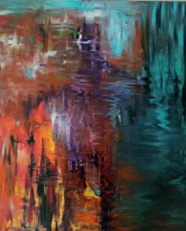 Painting titled "Reflection" by Atignas Art, Original Artwork, Oil Mounted on Wood Panel