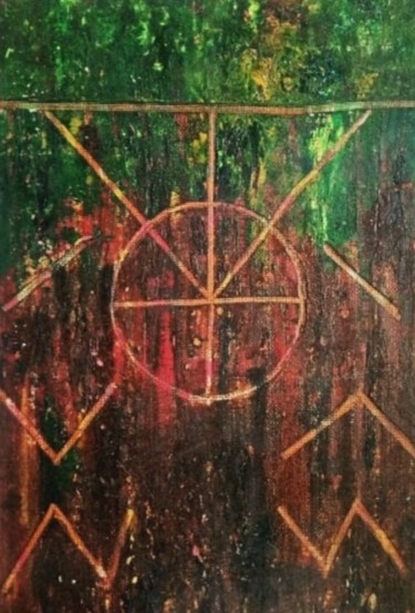 Painting titled "Reflection symbols" by Atignas Art, Original Artwork, Oil