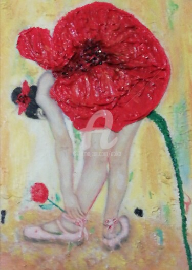 Pintura intitulada "La danse des champs." por A.Tika, Obras de arte originais, Óleo