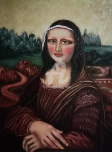 Peinture intitulée "La Joconde selon A.…" par A.Tika, Œuvre d'art originale, Huile