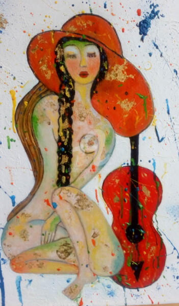 Pintura titulada "rêveuse" por A.Tika, Obra de arte original, Oleo
