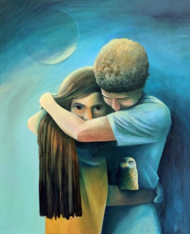 Painting titled "Embrace your loved…" by Ati Van Twillert, Original Artwork, Acrylic Mounted on Wood Stretcher frame