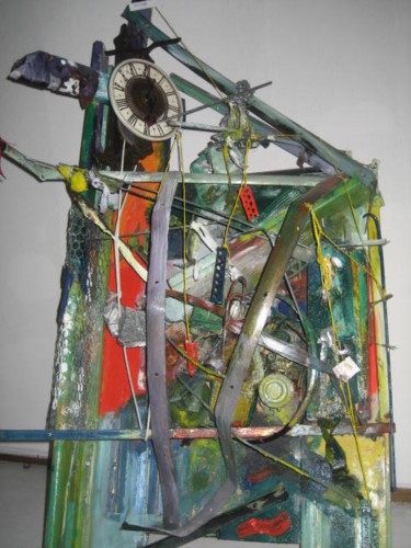 Collages titled "die Zeitbremse" by Victor Sousa, Original Artwork, Wood