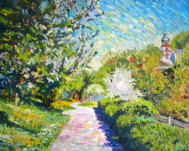 Картина под названием "Весна в цвету" - Ara Avetisyan, Подлинное произведение искусства, Масло Установлен на Деревянная рама…