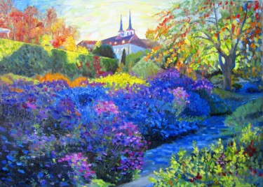 Картина под названием "Цветущая осень 2" - Ara Avetisyan, Подлинное произведение искусства, Масло Установлен на Деревянная р…