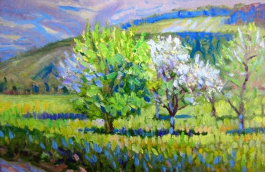 Картина под названием "Весеннее цветение 02" - Ara Avetisyan, Подлинное произведение искусства, Масло Установлен на картон