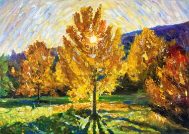 Картина под названием "Последняя осень" - Ara Avetisyan, Подлинное произведение искусства, Масло Установлен на Деревянная ра…