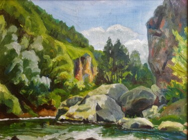 「Камни в горной реке…」というタイトルの絵画 Ara Avetisyanによって, オリジナルのアートワーク, オイル