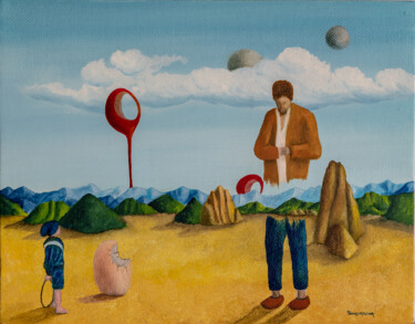 Pintura titulada "L'aparició del Salv…" por Antoni Torres Molina, Obra de arte original, Oleo Montado en Otro panel rígido