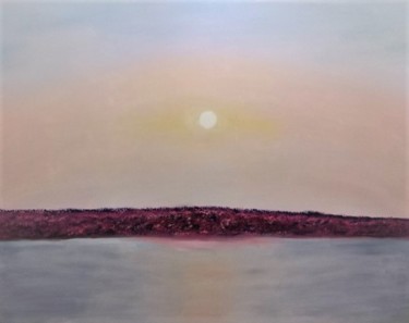 Painting titled ""This is Red Beach"" by Roma Van Denis, Original Artwork, Oil Mounted on Wood Stretcher frame