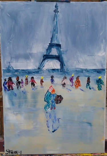 Malerei mit dem Titel "La pluie" von Stega, Original-Kunstwerk, Acryl