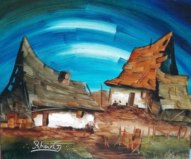 Painting titled "Ranch" by Attila Juhász, Original Artwork, Oil