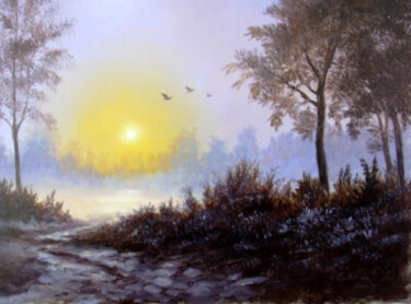 Painting titled "day break" by Attila Karácsony, Original Artwork