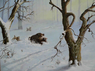Painting titled "hunt down" by Attila Karácsony, Original Artwork