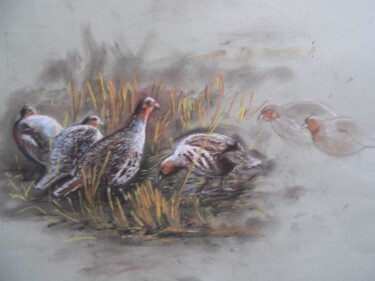 Painting titled "covey of partridges" by Attila Karácsony, Original Artwork