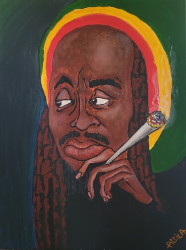 Pittura intitolato "Bob Marley" da Attila Papp-Ragany, Opera d'arte originale, Acrilico