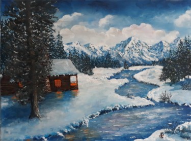 Painting titled "Matinée hivernale" by Beppe, Original Artwork, Oil