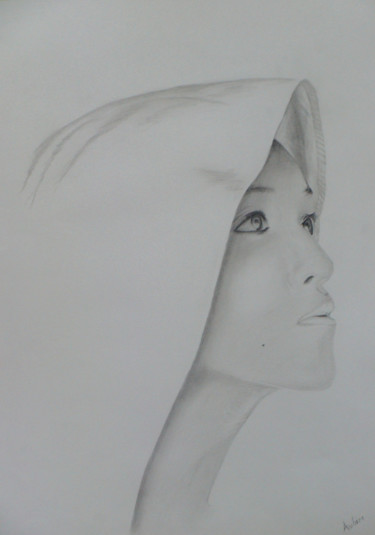 Drawing titled "Hoodie Girl" by Aubin De Jongh, Original Artwork, Pencil