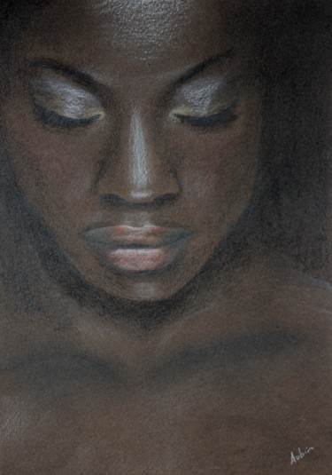 Tekening getiteld "Queen Africa" door Aubin De Jongh, Origineel Kunstwerk, Potlood