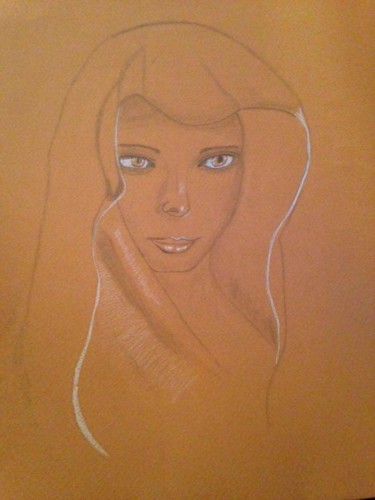 Drawing titled "Femme d'epoque" by Nanette, Original Artwork, Pencil