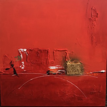 Malerei mit dem Titel "Juste Rouge" von Audrey Herrmann, Original-Kunstwerk, Acryl