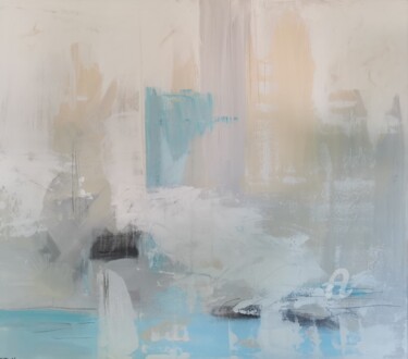 Malerei mit dem Titel "Blaues Eis - Haus i…" von Auda Deichs, Original-Kunstwerk, Acryl