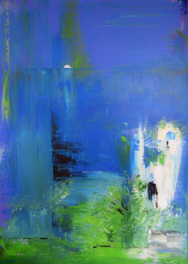 Malerei mit dem Titel "Blaue Macht Natur" von Auda Deichs, Original-Kunstwerk, Acryl