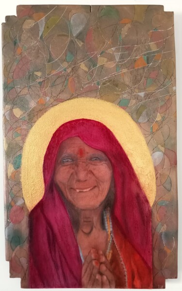 Malerei mit dem Titel "LALAÏ" von Aude A., Original-Kunstwerk, Pastell Auf Holzplatte montiert