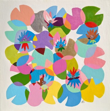 Pintura intitulada "Fleurs de nénuphars" por Aude Billerot, Obras de arte originais, Acrílico