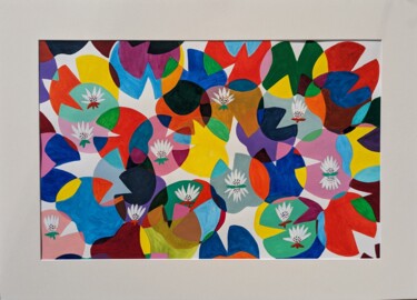 图画 标题为“Bouquet de nénuphar…” 由Aude Billerot, 原创艺术品, 水彩