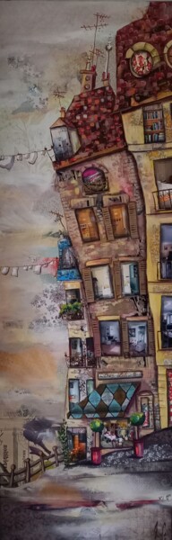 Painting titled "Chez Lili" by Aude Charrière, Original Artwork, Collages