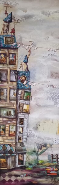 Pittura intitolato "Le village" da Aude Charrière, Opera d'arte originale, Collages