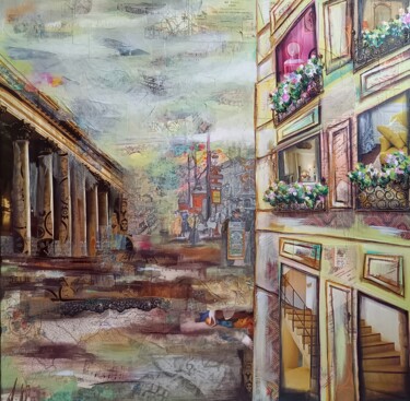 Painting titled "Bourse, Paris" by Aude Charrière, Original Artwork, Acrylic