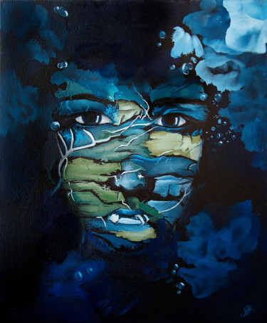 Peinture intitulée "Eclat d'eau 3" par Aude Ibanez, Œuvre d'art originale, Huile