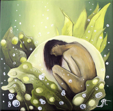 Peinture intitulée ""naissance"" par Aude Ibanez, Œuvre d'art originale, Huile