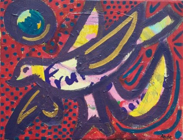 Malarstwo zatytułowany „Oiseau Paix” autorstwa Aude Peris, Oryginalna praca, Akryl Zamontowany na Drewniana rama noszy
