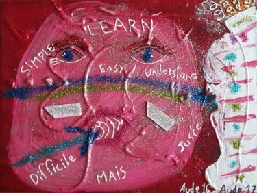 Painting titled "Learn" by Aude Peris, Original Artwork, Acrylic Mounted on Wood Stretcher frame