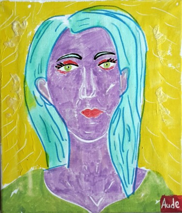Painting titled "autoportrait" by Aude Peris, Original Artwork, Other Mounted on Wood Stretcher frame