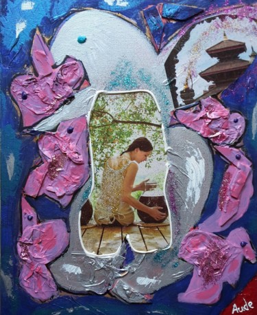 Peinture intitulée "Au coeur de l'aigle" par Aude Peris, Œuvre d'art originale, Acrylique