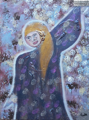 Pintura titulada "L'ange" por Aude Peris, Obra de arte original, Acrílico Montado en Bastidor de camilla de madera