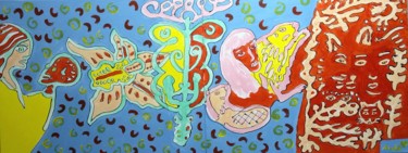Peinture intitulée "Peinture chamanique" par Aude Peris, Œuvre d'art originale, Acrylique Monté sur Carton
