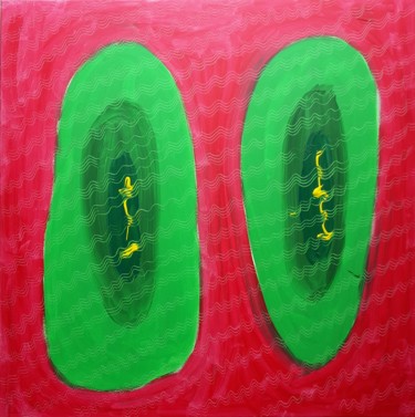 Peinture intitulée "Cellules kiwis" par Aude Peris, Œuvre d'art originale, Acrylique Monté sur Châssis en bois