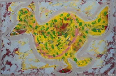 제목이 "Poule fantastique"인 미술작품 Aude Peris로, 원작, 아크릴 나무 들것 프레임에 장착됨