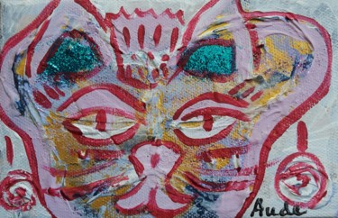 Painting titled "Sweetie Frida Meow." by Aude Peris, Original Artwork, Acrylic